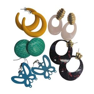 80s Earrings Lot Fun Vintage Retro Statement Glam Pierced